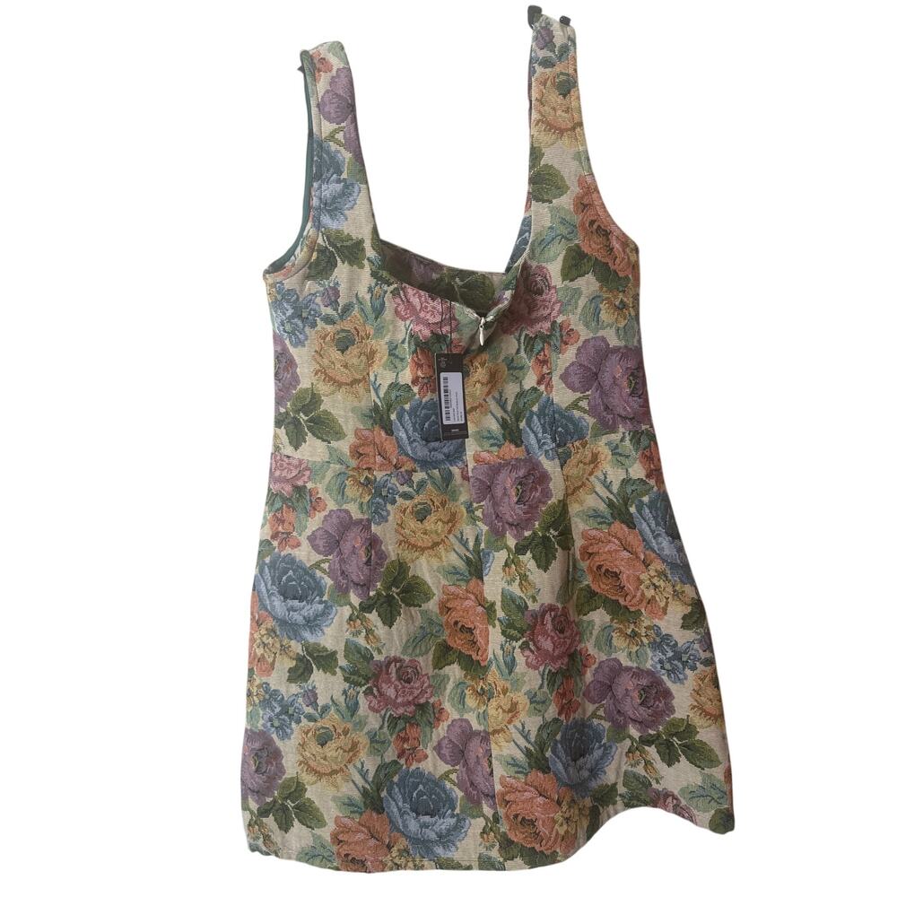 PrettyLittleThing Stone Floral Twill Bodycon Dress 12 c2 - Picture 6 of 6